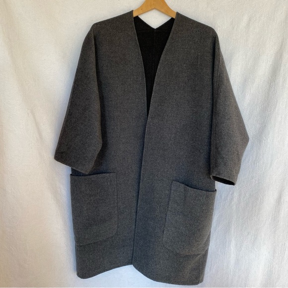 Vince M double faced wool/cashmere reversible coat. Heather grey/ charcoal grey - Picture 1 of 11